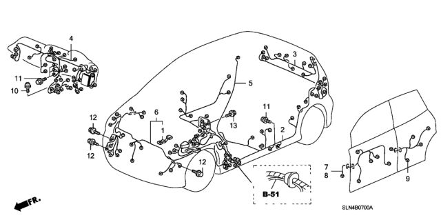 2007 Honda Fit Wire, Tailgate Diagram for 32109-SLN-A10