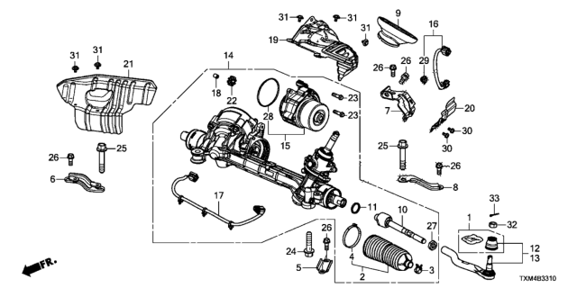 2019 Honda Insight Rack End Complete Diagram for 53521-TBA-A01