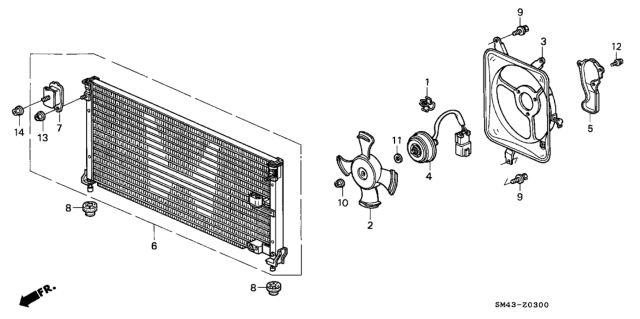 1993 Honda Accord 4 Door DX KA 4AT A/C Air Conditioner (Condenser) Diagram 2