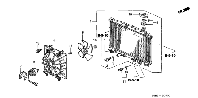 2003 Honda Civic Shroud Diagram for 19015-PZA-003