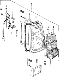 1975 Honda Civic 3 Door ** (1200) ** HMT Rear Combination Light Diagram