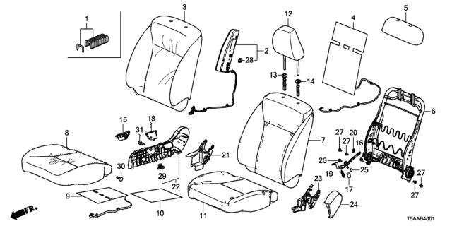 2019 Honda Fit Front Seat (Passenger Side) Diagram