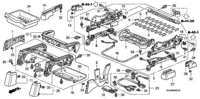 2005 Honda Odyssey Front Seat Components (Passenger Side) (Seat Weight Sensor) Diagram