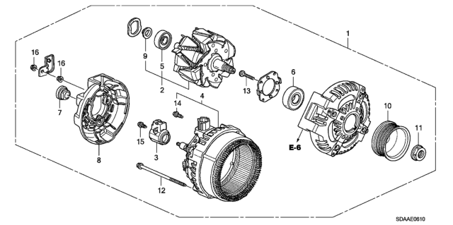 2007 Honda Accord Alternator (Denso) (L4) Diagram