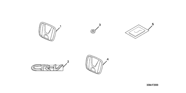 2006 Honda CR-V Gold Emblem Kit Diagram