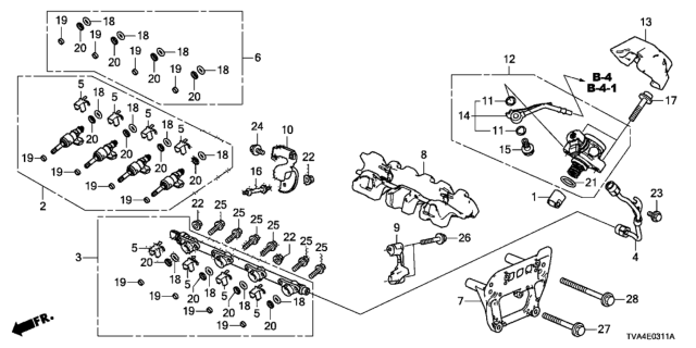 2021 Honda Accord Injector Set, Fuel Diagram for 16010-6B2-305