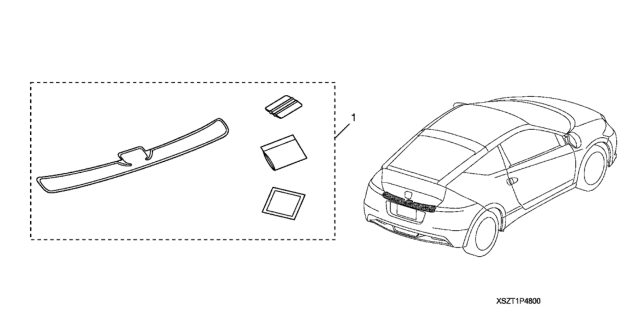 2011 Honda CR-Z 3 Door BASE KA CVT Bumper Applique, Rear Diagram