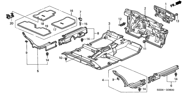 2004 Honda Civic Insulator, Dashboard (Lower) (Outer) Diagram for 74251-S5A-A20