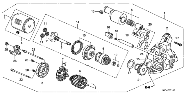 2006 Honda Ridgeline 4 Door RTS KA 5AT Starter Motor (Mitsubishi) Diagram