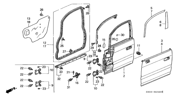 1998 Honda Odyssey Front Door Panels Diagram