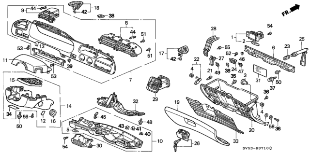 1994 Honda Accord Instrument Garnish Diagram