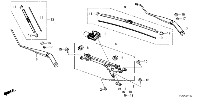 2021 Honda Civic Front Windshield Wiper Diagram