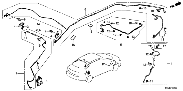 2015 Honda Civic Feeder Assembly, Glass Antenna Diagram for 39160-TR0-A12