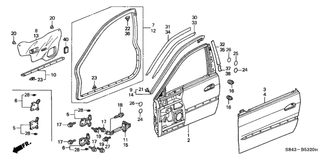 2001 Honda Accord Panel, L. FR. Door (DOT) Diagram for 67050-S84-A90ZZ