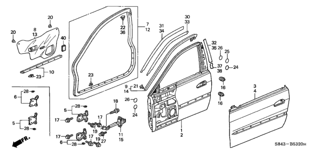 2000 Honda Accord Seal, L. FR. Door Hole Diagram for 72361-S4K-C00