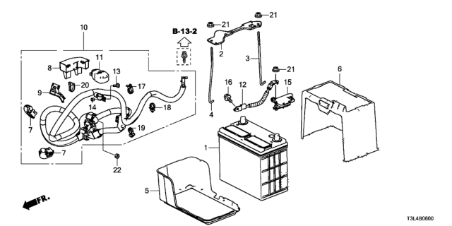 2014 Honda Accord Cable Assembly, Starter Diagram for 32410-T2A-A11