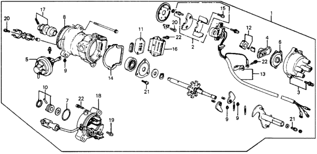 1985 Honda CRX Distributor Assembly (Td-06J) (Tec) Diagram for 30100-PE7-671