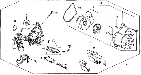 1990 Honda Accord 2 Door EX KA 5MT Distributor (TEC) Diagram