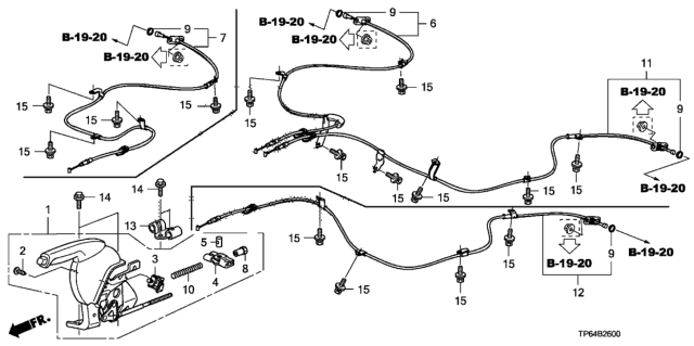 2014 Honda Crosstour Wire, Driver Side Parking Brake Diagram for 47560-TP6-A02