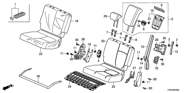 2021 Honda Odyssey Headrest, RR. (Outer) *NH781L* (MOCHA GRAY) Diagram for 82140-THR-A01ZC