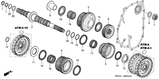 2005 Honda Accord Gear, Secondary Shaft Low Diagram for 23411-RFK-000