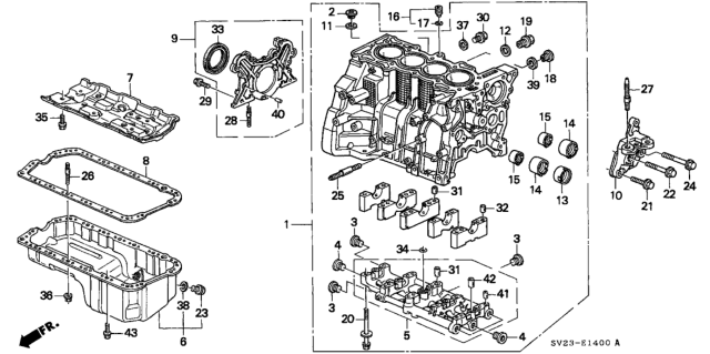 1994 Honda Accord Cylinder Block - Oil Pan Diagram