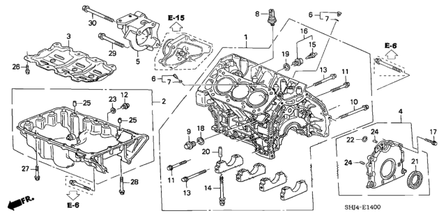 2010 Honda Odyssey 5 Door EX (RES) KA 5AT Cylinder Block - Oil Pan Diagram