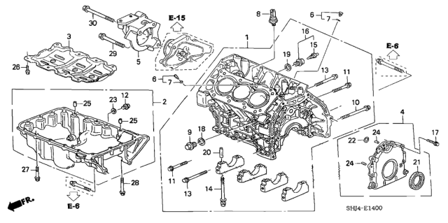 2010 Honda Odyssey Cylinder Block - Oil Pan Diagram