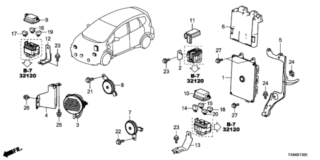 2014 Honda Fit EV Control Unit (Engine Room) Diagram