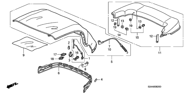 2009 Honda S2000 2 Door BASE KA 6MT Soft Top Cloth Diagram