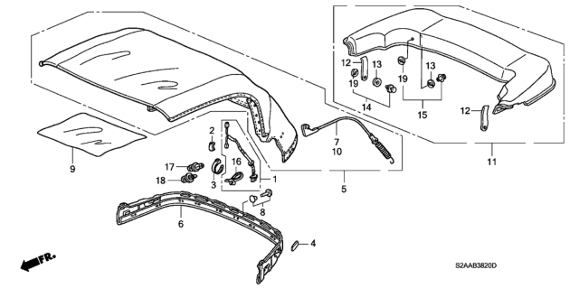 2008 Honda S2000 Soft Top Cloth Diagram