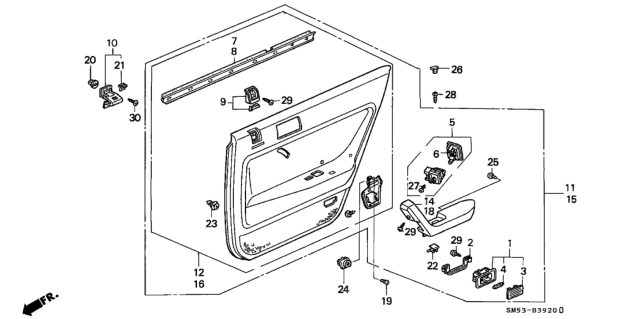 1991 Honda Accord 5 Door EX KA 4AT Rear Door Lining Diagram