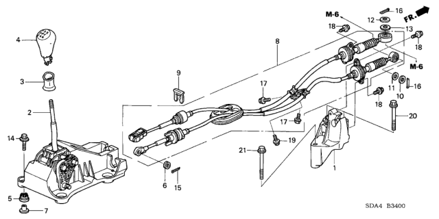 2006 Honda Accord Lever Sub-Assy., Change Diagram for 54100-SDA-A01