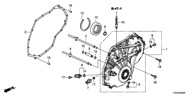 2018 Honda Civic AT Left Side Cover Diagram