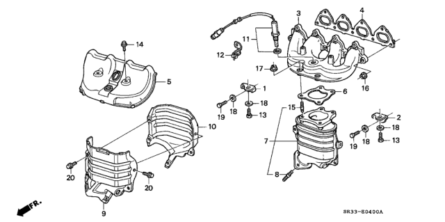 1993 Honda Civic Manifold, Exhuast Diagram for 18100-P07-000