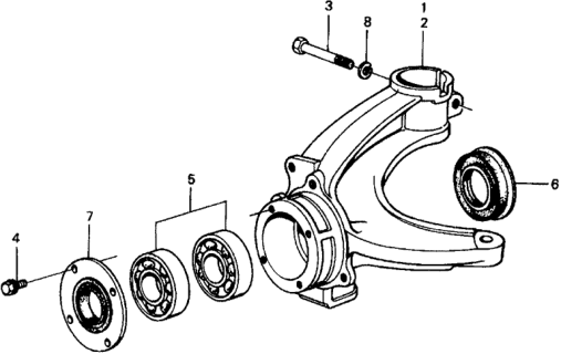 1978 Honda Civic Knuckle, Driver Side Diagram for 51216-659-010