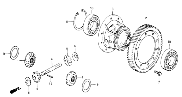 1988 Honda Accord MT Differential Gear Diagram