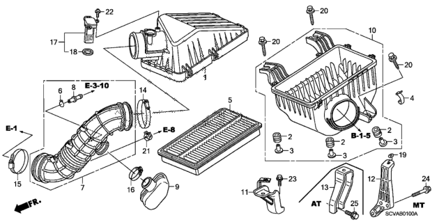 2008 Honda Element Stay B, Air Cleaner Diagram for 17262-PZD-A10