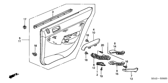 2001 Honda Civic Cover, L. RR. Door Grip *NH167L* (GRAPHITE BLACK) Diagram for 83792-S5A-003ZA