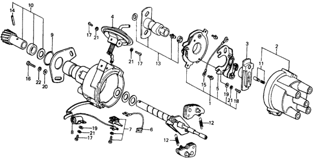 1976 Honda Civic Cam Set Diagram for 30117-657-672