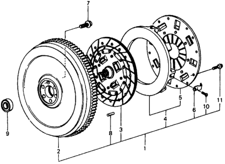 1977 Honda Civic Flywheel Diagram for 22100-657-050