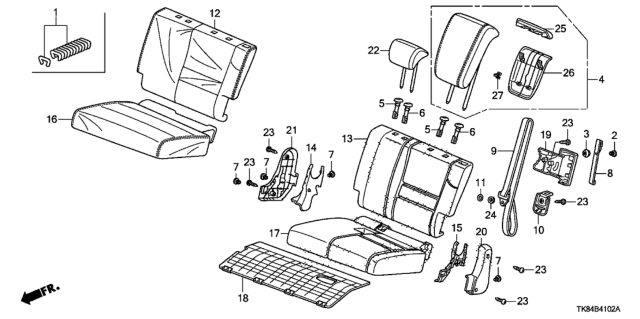 2012 Honda Odyssey 5 Door LX KA 5AT Rear Seat (Driver Side) Diagram
