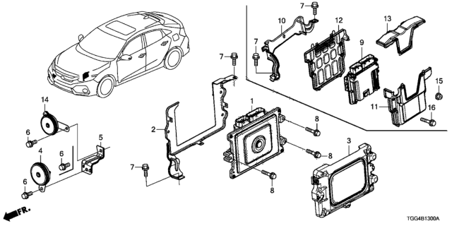 2020 Honda Civic Control Unit (Engine Room) Diagram 1