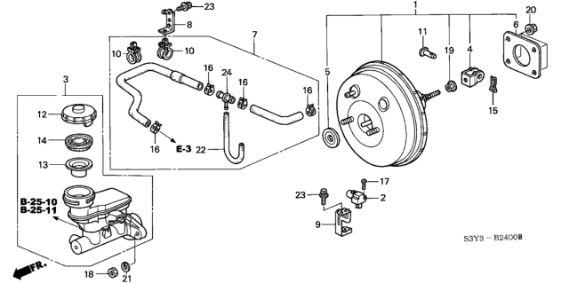 2002 Honda Insight Stay, Master Power Tube Diagram for 46406-S3Y-A00