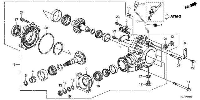 2020 Honda Pilot AT Transfer (6AT) Diagram