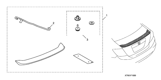 2012 Honda Civic Spoiler, Decklid (Carnelian Red Pearl) Diagram for 08F10-TR0-1F0