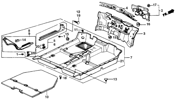 1989 Honda Civic Floor Mat *B49L* (FAIR BLUE) Diagram for 83301-SH4-A61ZA