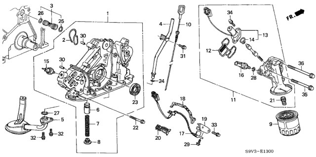 2004 Honda Pilot 5 Door EXL (RES) KA 5AT Oil Pump - Oil Strainer Diagram