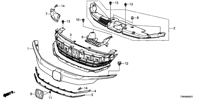 2017 Honda Accord Hybrid Front Grille Diagram