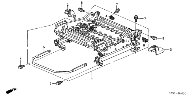 2003 Honda Civic 3 Door SI KA 5MT Front Seat Components (Passenger Side) Diagram